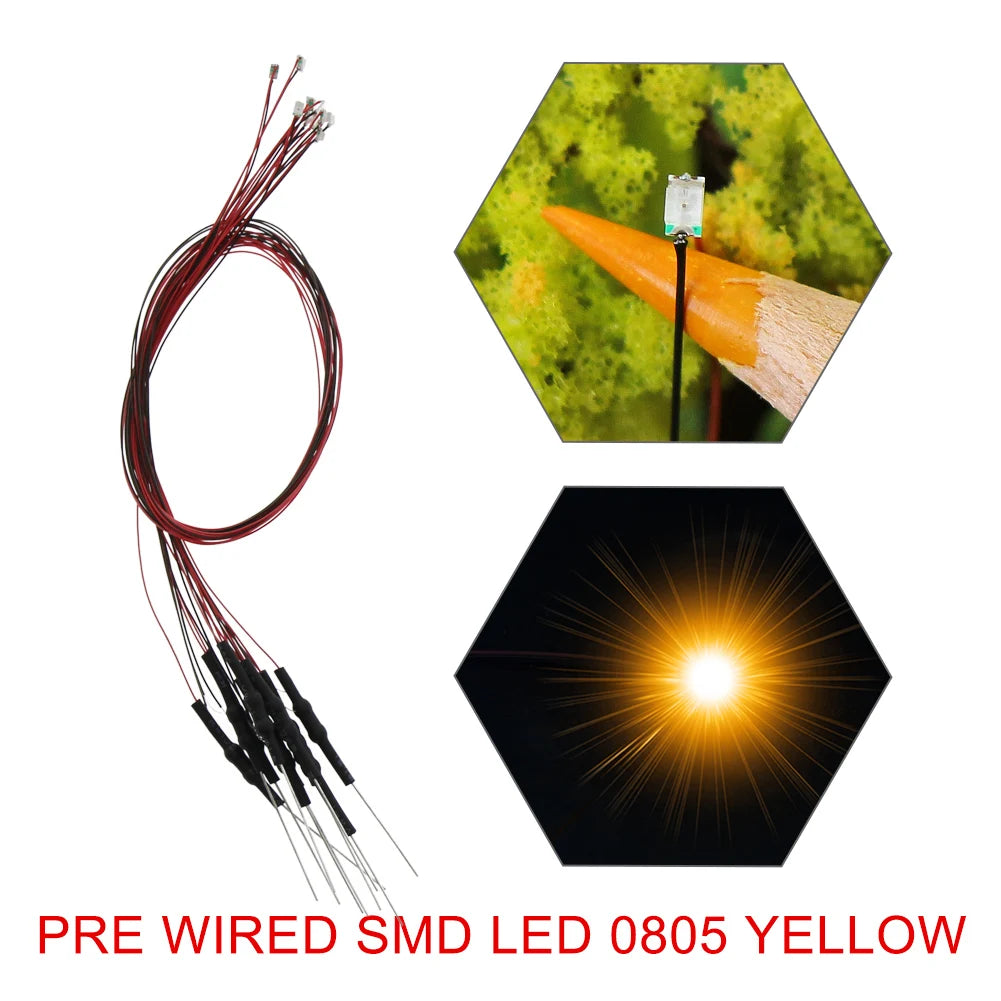 20pcs Pre-wired 20cm Long 30awg Wire SMD LED 0402 0603 0805 Lights Soldered Resistor for 12V White Red Blue Yellow Green