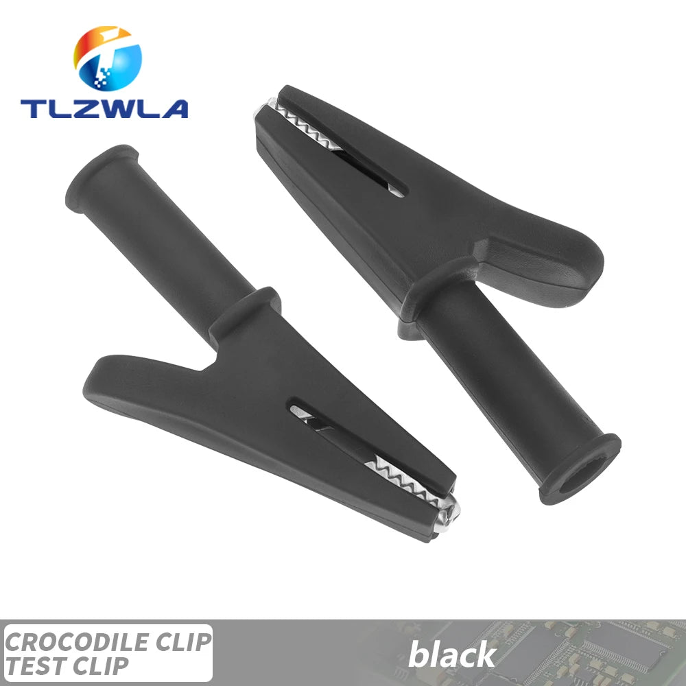 5PCS Pure Copper Insulated Test Alligator Clip 10MM Opening With 4MM Jack Safety Crocodile Clamps For Banana Plug Or Welding