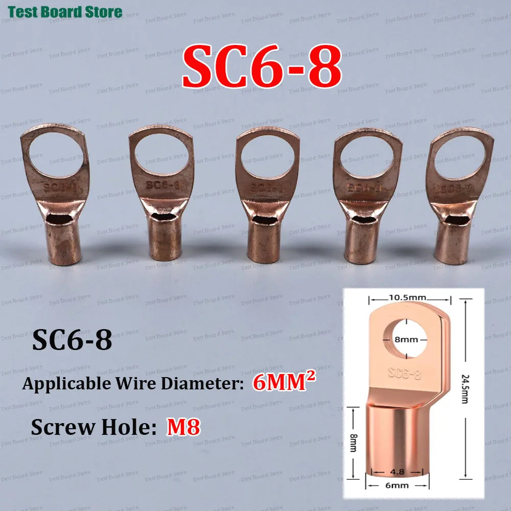 10/20/50pcs Copper Lug Ring Wire Connectors Bare Cable Electric Crimp Terminal SC4-4 SC6-6  SC10-6 SC10-8 SC16-6 SC25-8 SC25-10