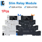 LCTC 1PCS SSR Solid State Relay DIN Rail Slim Relay Module SSR-41FDD SSR-41FDA DC To AC DC To DC 6A Non-contact Relay With LED