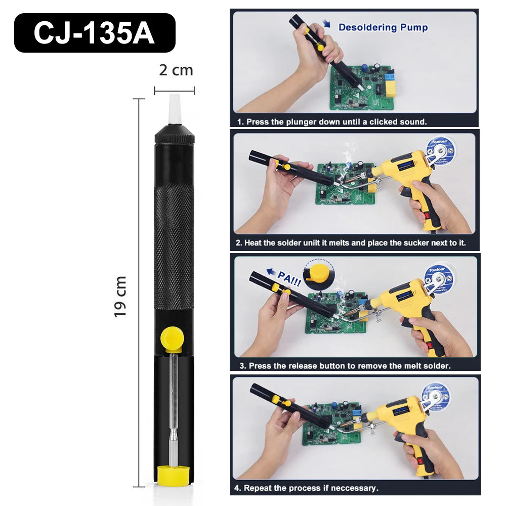 Toolour Solder Sucker Desoldering Vacuum Pump Solder Removal Tool Soldering Iron Auxiliary Tool Welding Accessories