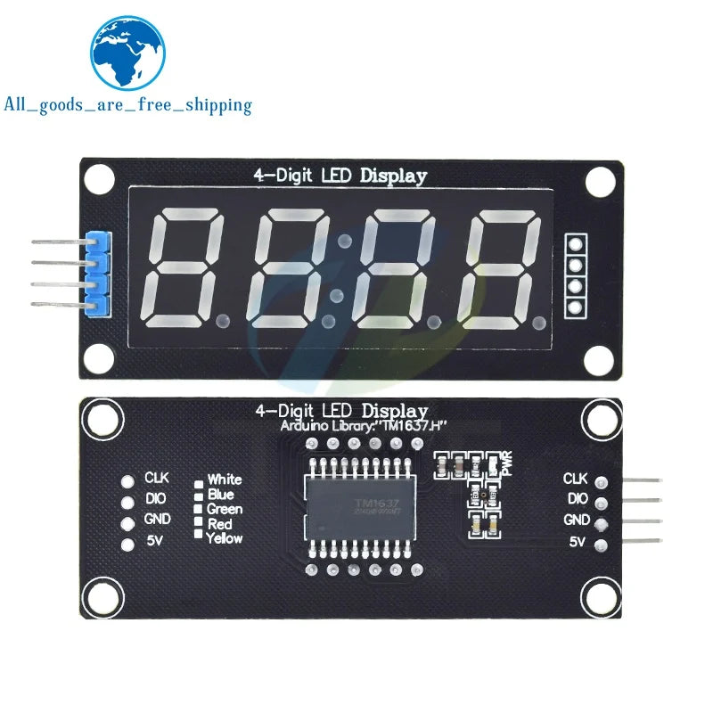 TM1637 LED Display Module for Arduino 4 Digit Tube 7 Segment 0.56 inch Time Clock Indicator Module Red Blue Green Yellow White