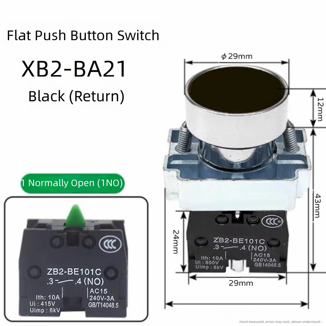 XB2 button switch metal emergency stop reset rotating mushroom head jog power start stop