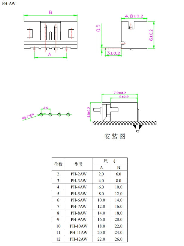 20Pcs PH 2.0  Terminal Plastic Housing Male Female Pin Header Connector ph 2.0 2mm Plug Socket Shell 2/3/4/5 Pin-12p