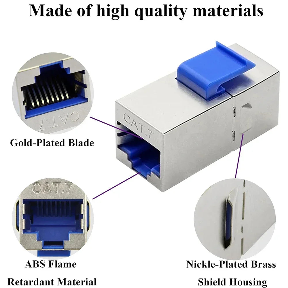 CAT7 CAT6A CAT6  CAT5e Coupler RJ45 Keystone Shielded Coupler Shielded Female to Female RJ45 Inline Coupler Keystone Jack