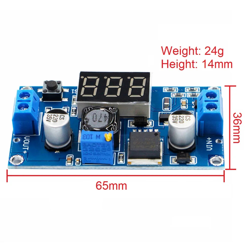 LM2596 DC-DC Step Down Converter Voltage Regulator 4V~40 to 1.3V-37V LED Display Voltmeter Buck Adapter Adjustable Power Supply