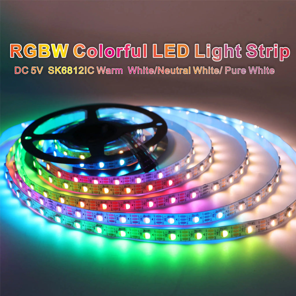 SK6812 RGBW Led Strip Light 4in1 Similar WS2812 12V Individual Addressable RGBWW 1m 5m 30 60 144 LEDs Lights IP30 65 67