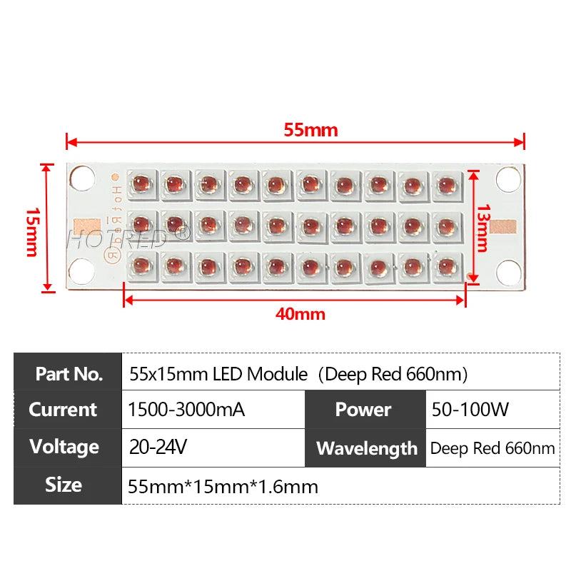 High Power LED Chip IR Infrared 730nm 810Nm 850nm 940nm Deep Red 660nm 30W 50W 100W Grow Plant Light for Night Vision CCTV Camer