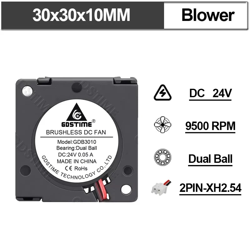 Gdstime Brushless Turbo Fan 24V Dual Ball 30mm 40mm 50mm For 3D Printer Fan DC Blower Cooling Fan 3010 4010 4020 5015 Clooer