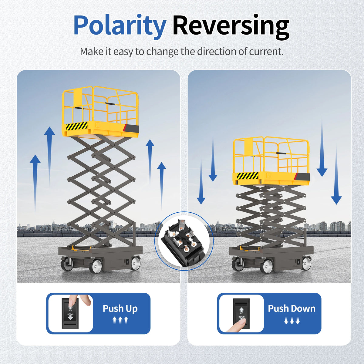 DaierTek UP Down Momentary Reverse Polarity Switch 12V 30A DPDT Polarity Reversing Switch RV Power Jack Switch for 5th Wheel
