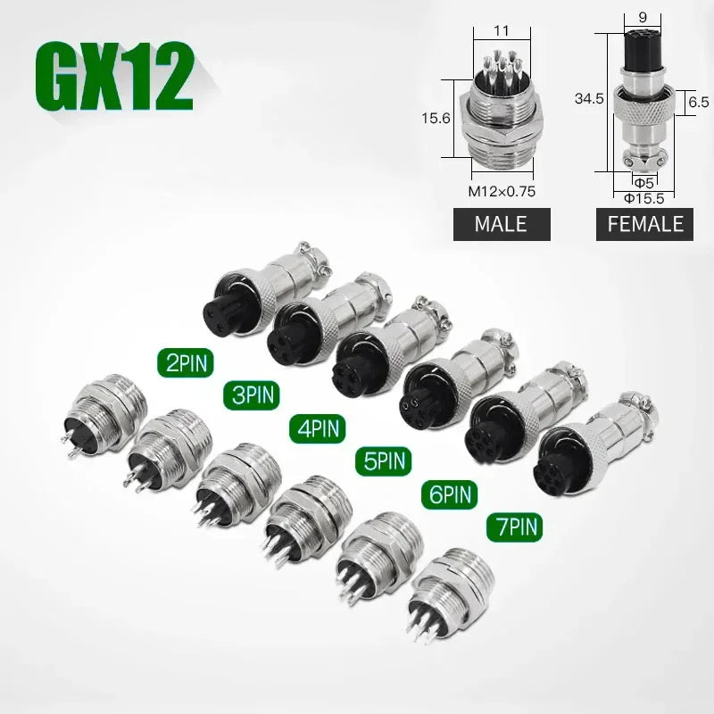 5/10/20 Set GX16 Metal Aviation Socket Coupler  2 3 4 5 6 7 8 9 10 12 14 15 Core Pins Male and Female Connectors Mobile & Fixed