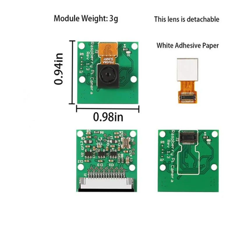 For Raspberry Pi Camera Module, 5MP 1080p with OV5647 Sensor Video Camera Module for Raspberry Pi 2, Pi 3 3B+, Pi 4 , Pi Zero W