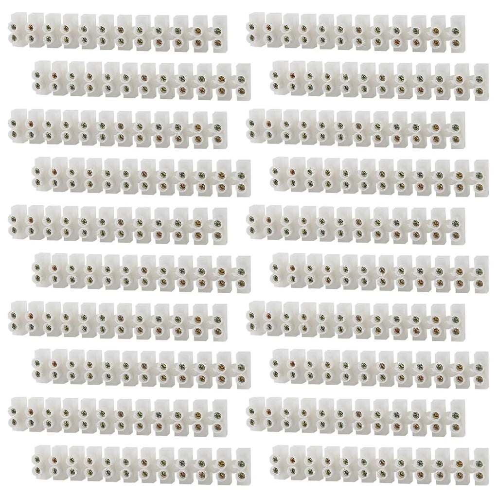 10/20 Pack Terminal Block, 12-Position Dual Row Terminal Strip Screw Terminal Electric Barrier Block for Small Home Projects