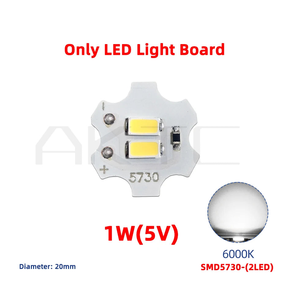 1-20 Pcs Mini LED Light Board DC 5V 1W SMD5730 3000K Warm/White 6000K 20mm Aluminum Plate Lamp Beads and USB Switch Cable On/Off