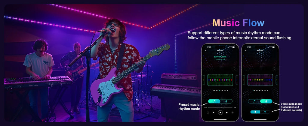RGB Leather LED Fairy Lights 10M 40M Smart Bluetooth Music Light String IP65 Holiday Garland Decoration