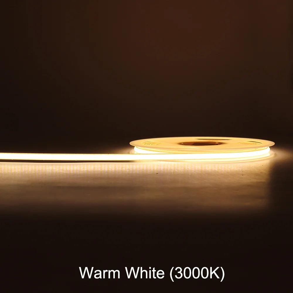 FOB COB LED Strip Lights 3mm 5mm 8mm 10mm 12V 24V Flexible Dimmable LED Tape Easy Install Cuttable 3000K 4000K 6000K LED Tape