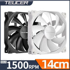 Teucer AF 14025 PC Case Cooling Fan 12V 4Pin PWM MHDB Hydraulic Bearing White 14CM Silent Fan for Computer Radiator Ventilator