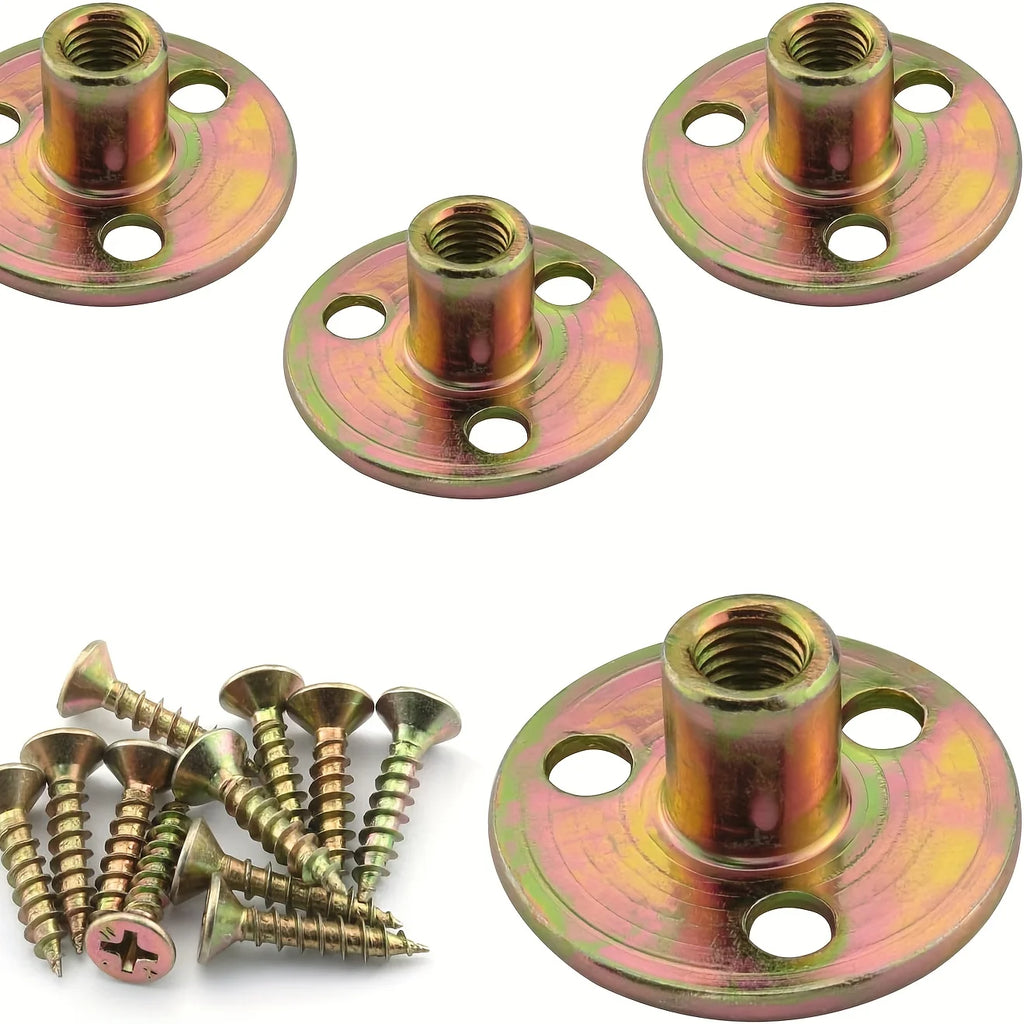 Iron Plate Nut Three-hole Flange Nuts M6 M8 M10 Coupling Thread Furniture Fastener Lock Sofa Furniture Accessory Fastener T Nuts