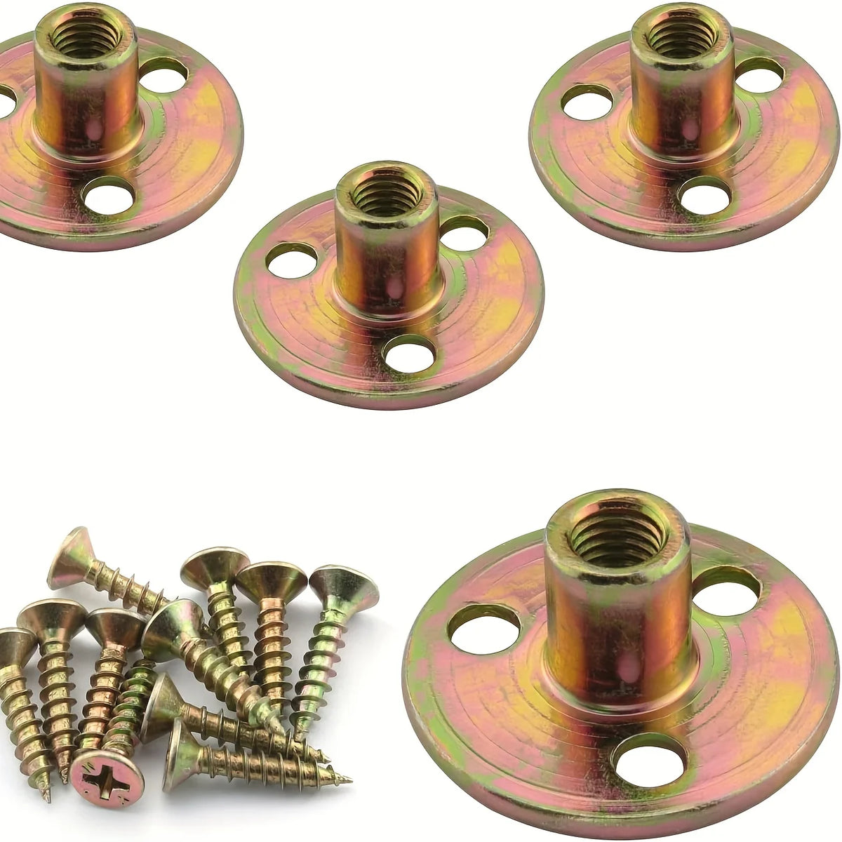 Iron Plate Nut Three-hole Flange Nuts M6 M8 M10 Coupling Thread Furniture Fastener Lock Sofa Furniture Accessory Fastener T Nuts