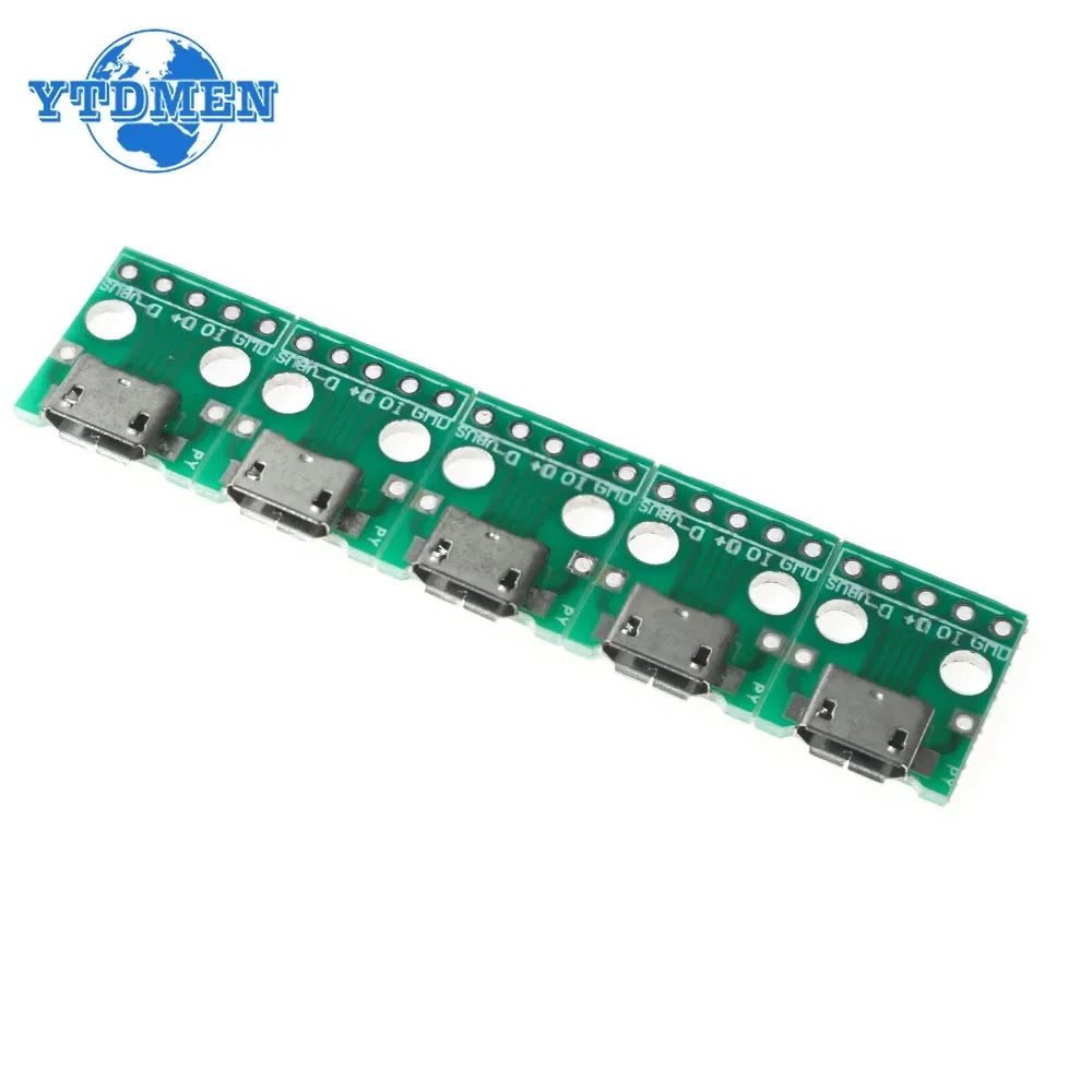 10pcs Female Connector MICRO USB To DIP Adapter 2.54mm 5pin Connector DIP PCB Adapter Breakout Board