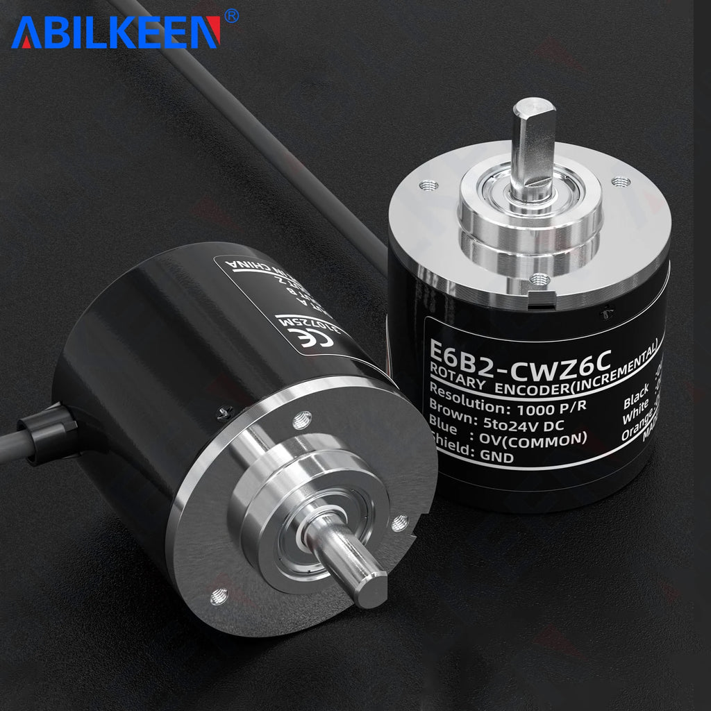 ABILKEEN E6B2 Series 40MM Incremental Rotary Encoder with 6MM Solid Shaft 100~5000 PPR Pluse Magnetoelectric Rotary Encoder