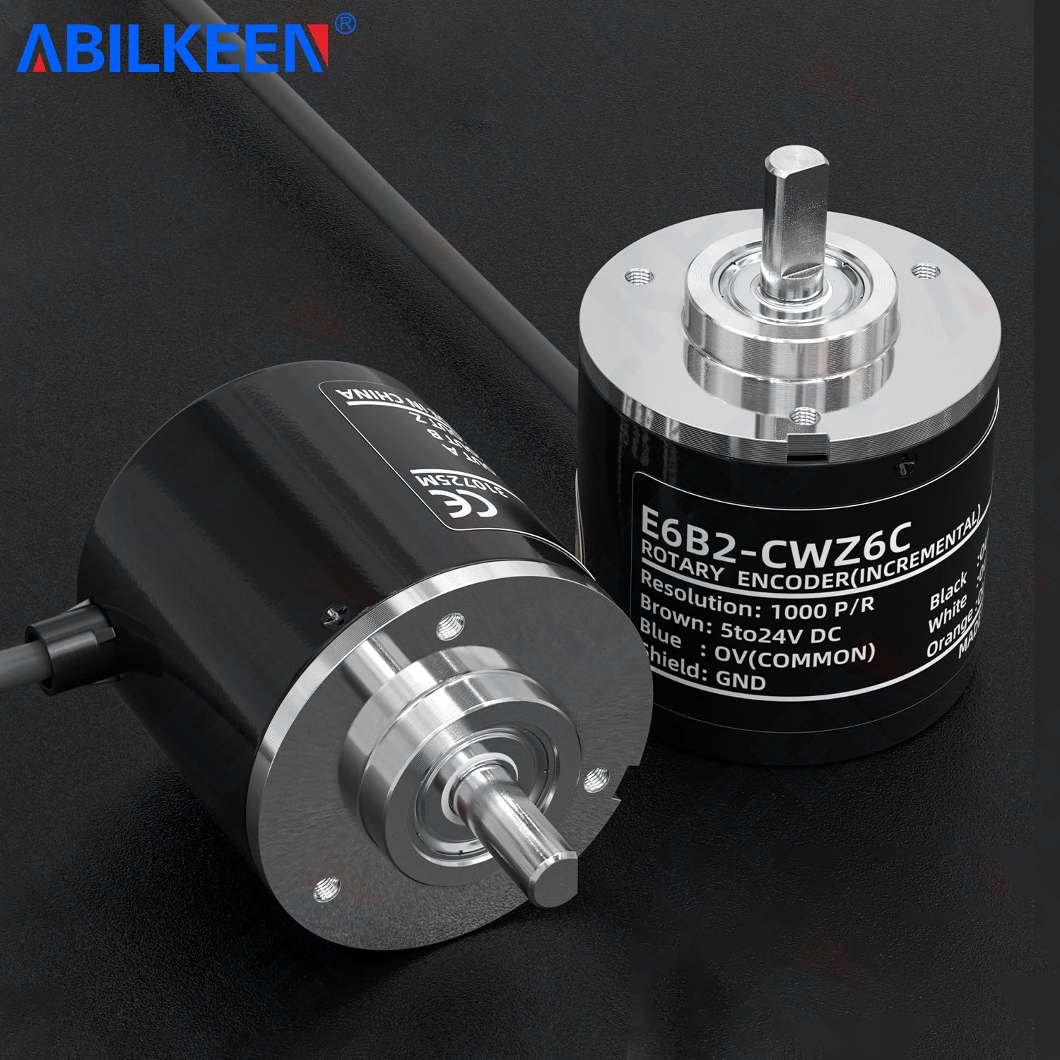 ABILKEEN E6B2 Series 40MM Incremental Rotary Encoder with 6MM Solid Shaft 100~5000 PPR Pluse Magnetoelectric Rotary Encoder