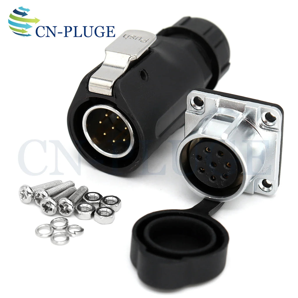 XHP20, IP67 2 3 4 5 67 8 9 10 12-Pin Waterproof Electrical Connector, 20mm Aviation Square Panel Mounting Male Plug