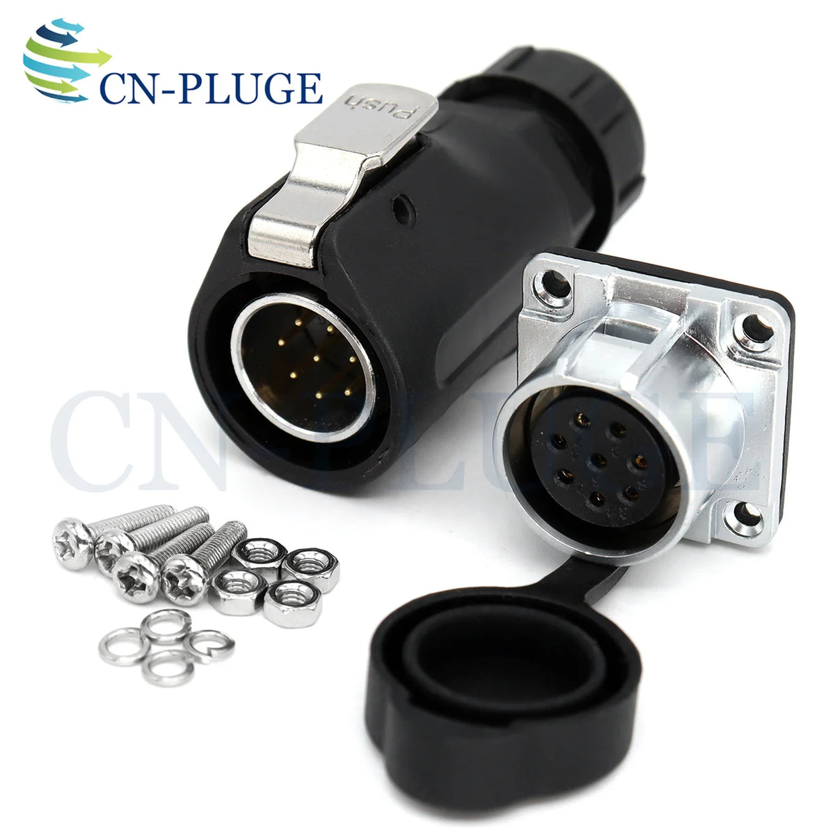 XHP20, IP67 2 3 4 5 67 8 9 10 12-Pin Waterproof Electrical Connector, 20mm Aviation Square Panel Mounting Male Plug