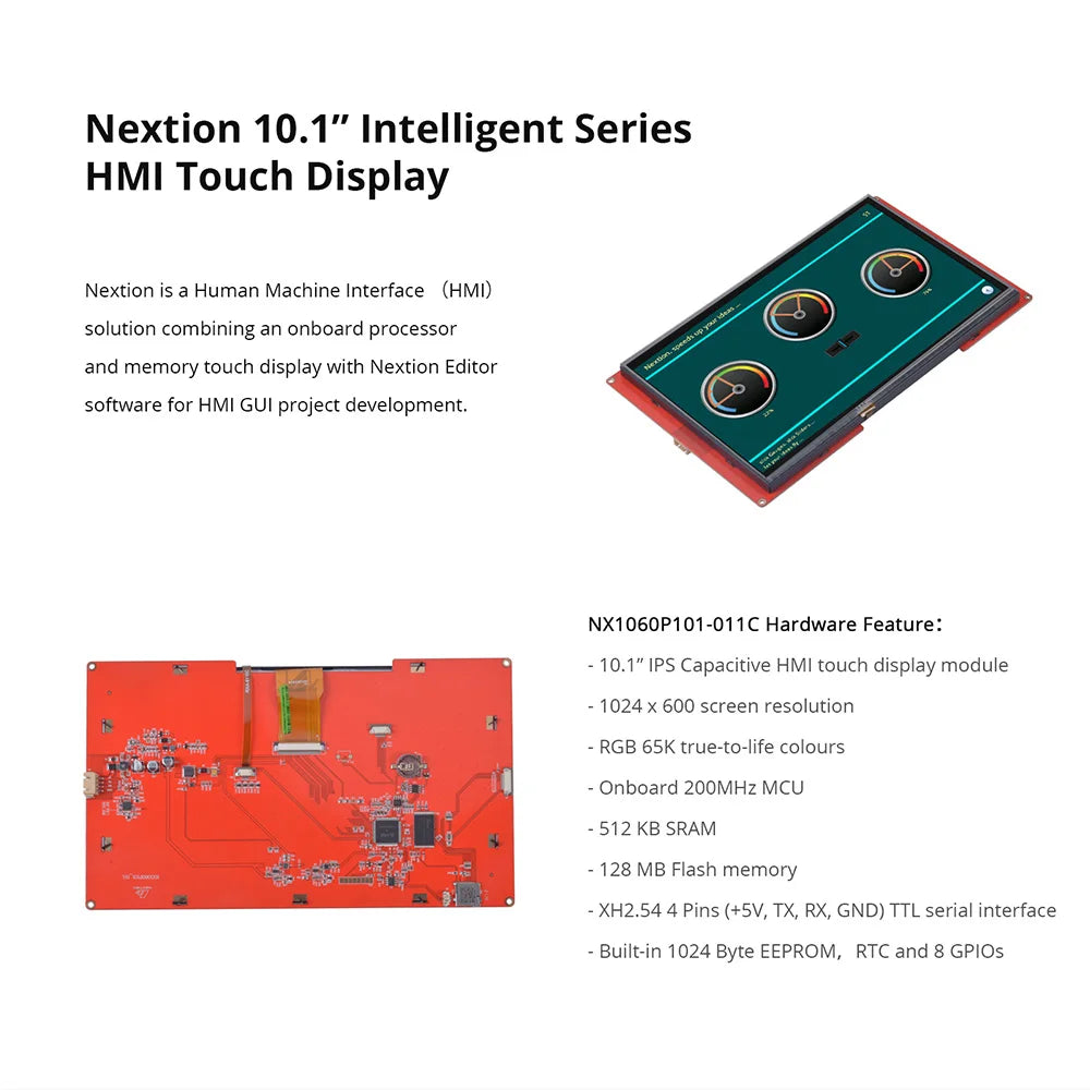 NEXTION 10.1'' Intelligent NX1060P101-011C/R-I Multifunction HMI Resistive/Capacitive LCD Touch Display Module Without Enclosure