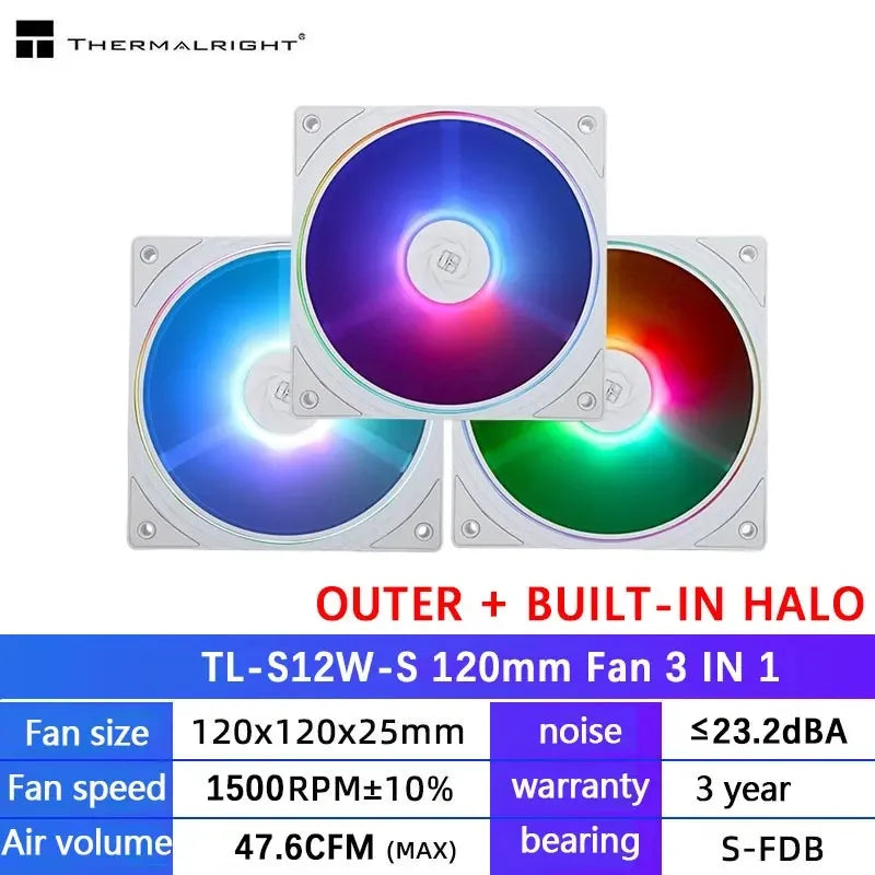 Thermalright TL-C12C 3 in 1 120mm Cooling Fan 5V ARGB gamer Adjust Speed Cooler argb Adjustable computer Case Fan ventilador