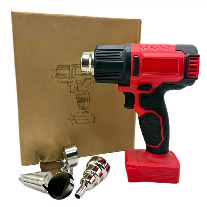 For Milwaukee 18V Battery Hot Air Gun 60-540℃ Adjustable Cordless Heat Gun with 3 Nozzle LCD Display Power Tools