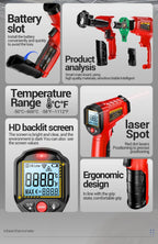 Infrared Thermometer ANENG Non-contact -50~600℃ Digital Laser Temperature Meter TH202 LCD Display Pyrometer Point Gun Tester