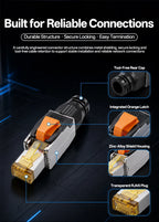 BYXGD CAT6A Tool‑Free Shielded RJ45 Connector 10Gbps 500MHz Reusable STP Ethernet Plug No Crimp Tool for 22‑26AWG Network Cable