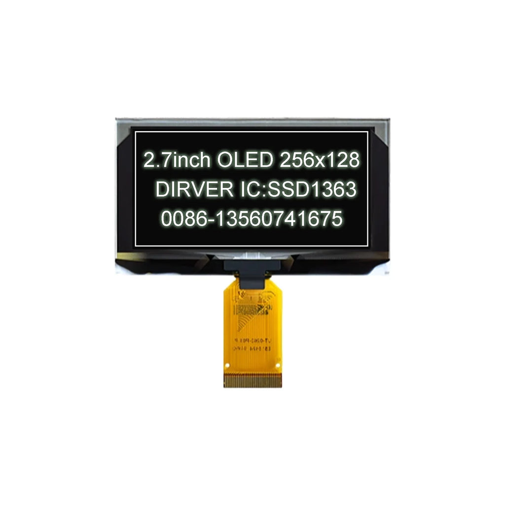 2.7 Inch 256*128 OLED Display Screen COG SPI IIC I2C interface 4PIN 7PIN 30PIN LCD Panel 256x128