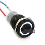 19mm Black Self-return Momentary Self-locking Fixation Waterproof DPDT Illuminated Metal Selector Rotary Switch 2/3 Position LED