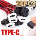 Type C Female Connector Waterproof USB C Female Jack Socket 2 Pin 3A Charging Port Power Cable Extension Direct Crimp Mount