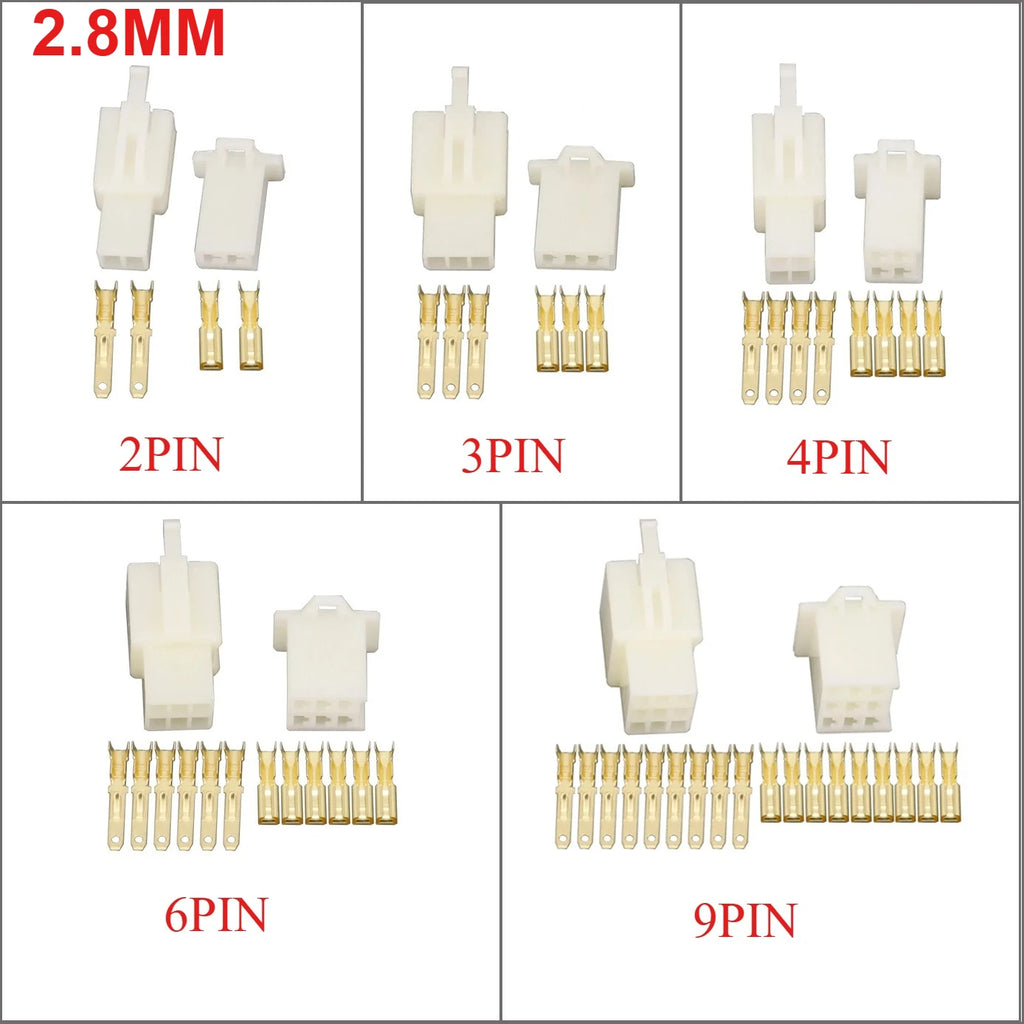 10Sets DJ7021A 2/3/4/6/9Pin 2.8mm Series Electrical Wire Connector Male Female Cable Terminal Plug Kits for Motorcycle Ebike Car