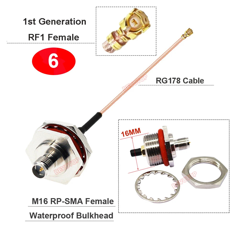 10PCS/LOT SMA to IPX RG178 Cable M10 M12 M16 SMA / RP-SMA Female to u.FL RF1 Female Jack RF Coaxial Antenna Extension Jumper
