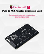 Raspberry Pi 5 Dedicated PCIE to M.2 NVME SSD Solid State Drive Expansion Board 2230 2242 2260 2280 Support Pi5 Active Cooler