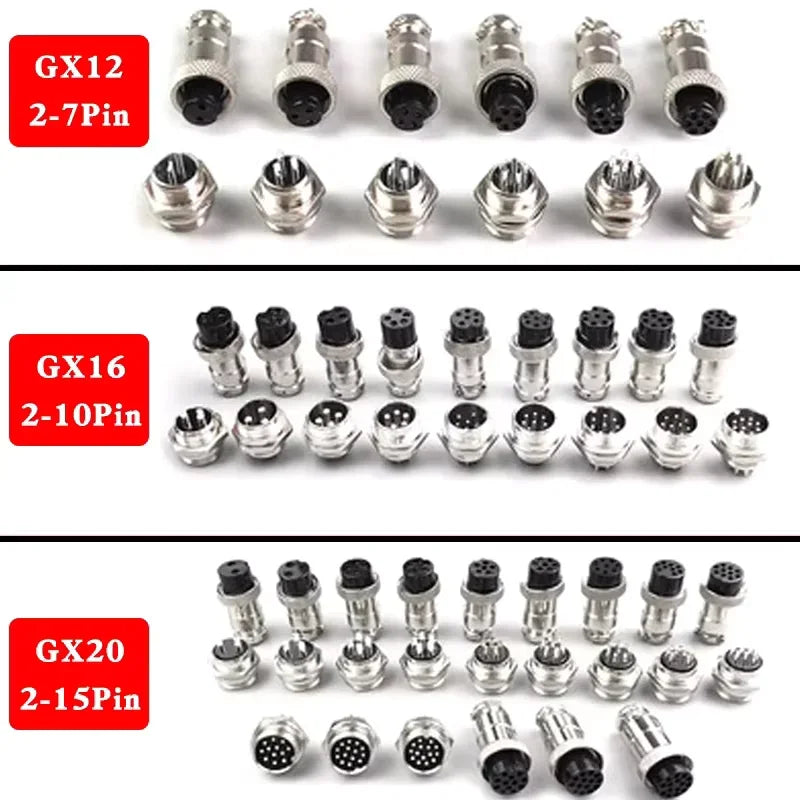 5/10/20Set GX12 GX16 GX20 2P 3P 4P 5P 6P 7P 8P 9P 10P 12P 14P 15 Pin Docking Aviation Plug Socket Waterproof Circular Connector