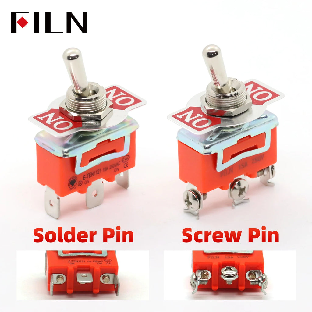 FILN 15A 250V Toggle Switches Miniature Thumb Lever on Off Electronics SPST SPDT DPDT Power Rocker Waterproof Cap