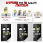 AMPCOM RJ45 Crimper CAT7 Crimping Tool for Pass Through RJ11 RJ45 Connector CAT6 CAT5E Modular Plugs With Wire Stripper Cutter