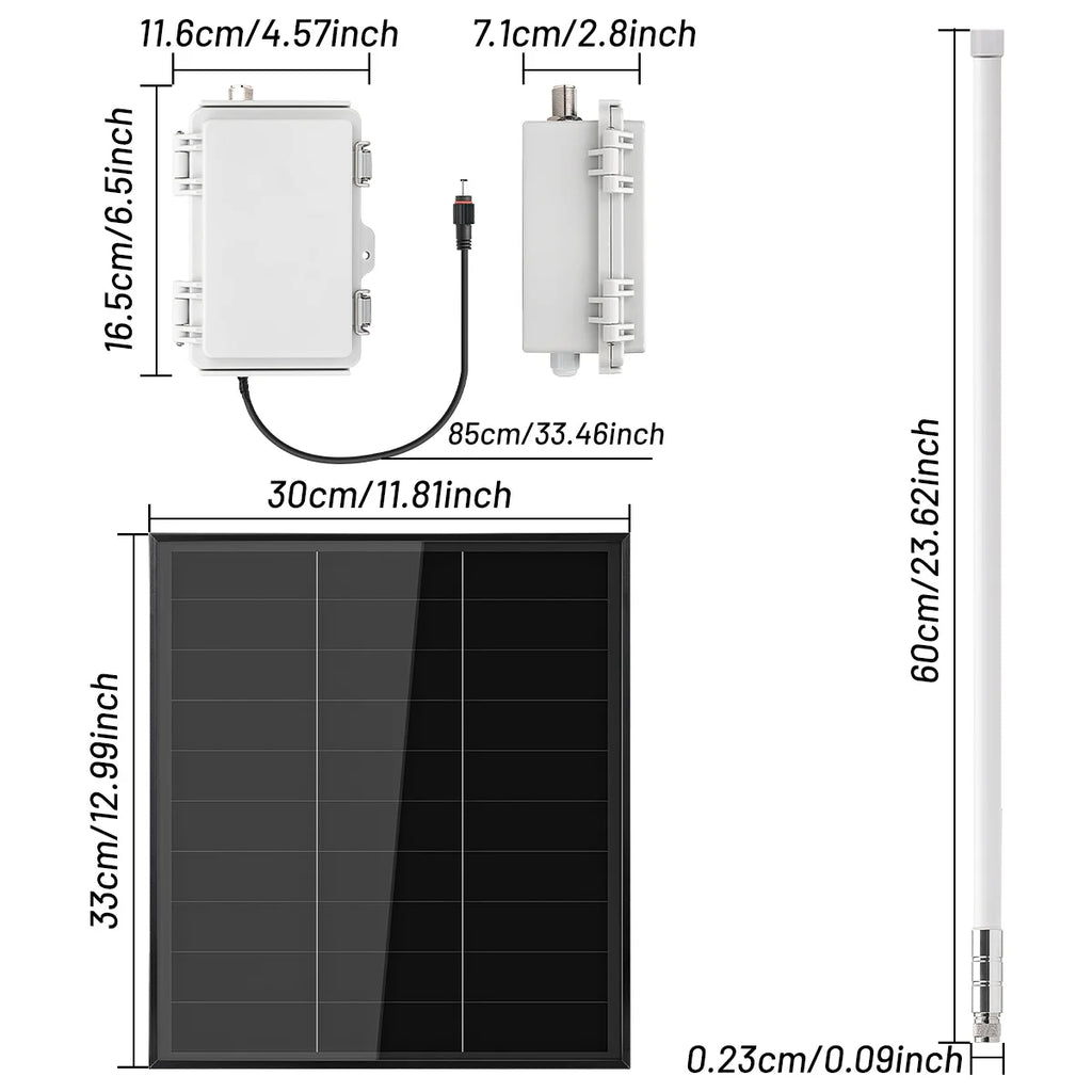 HP1 High Power LoRa Module Wismesh 1w Booster Starter Kits with 20w Solar Power System 6dBi Fiberglass Antenna Mount