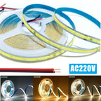 220V Flexible Tape Lights Dimmable COB LED Strip Light Smart IC No Need Driver High Bright 240LEDs/m Linear Lighting RA95