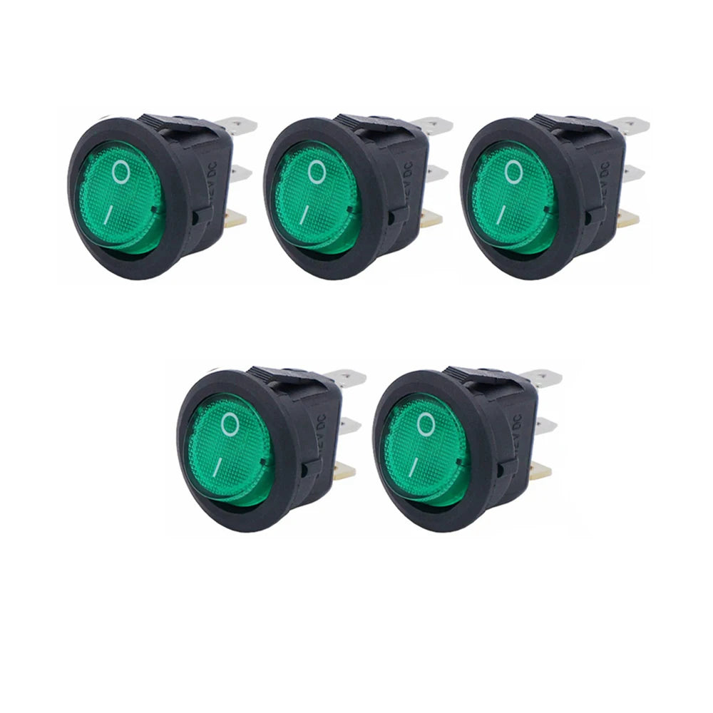 4/5/12pcs 3pin Round Switch LED 20A 12V DC With Color Switch Rocker Switch Can Be Used For Car Motorcycle Boat Bus RV