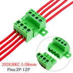 1Sets solderless docking type 2EDGRKC 5.08MM screw terminal block connector PCB plug-in type 2edg type green terminal block