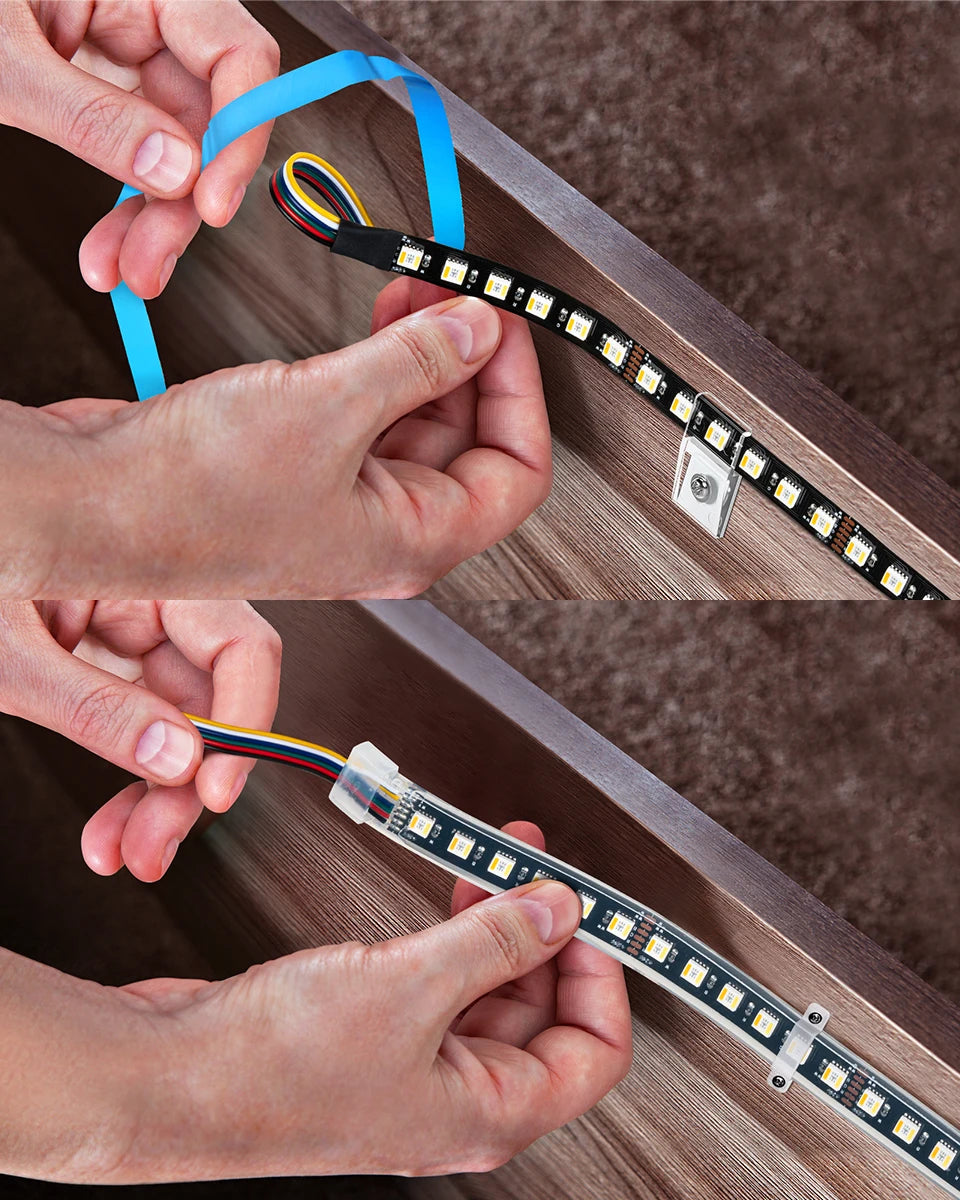 12V 24V 5050 RGBCCT 5 in 1 LED Light 5m 96 Leds/m 6pin RGBW RGBCW RGBWW RGB WW CW 2700K-6500K Strip Lights Black White PCB Tape