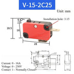 5pcs Travel Limit Switch Micro Switch Self-resetting V-152-1C25 3-pin Miniature Push Button Tactile Microswitch V-152 V-153 V-15