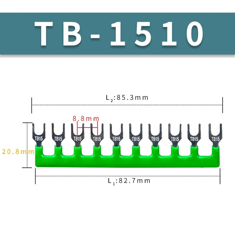 10/20/50/100PCS TB1512 / TBD-15A 12 Position Pre Insulated Fork Type Terminal TB Connection Strip Barrier Strip Jumper Connector