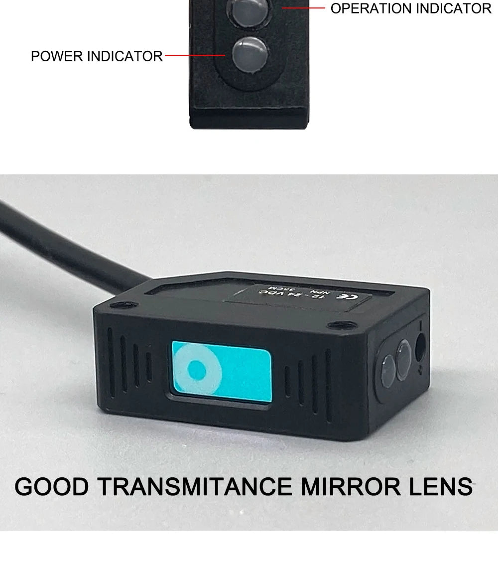 Square Laser Sensor 35cm Adjustable NPN PNP Mirror Lens Diffuse Optical Infrared Photo Cell Proximity Switches E3Z-LAS